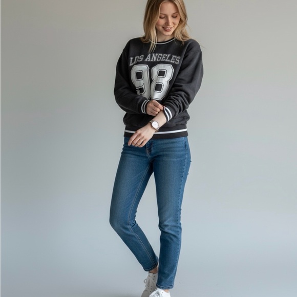 Los Angeles 98 Grey Crew Neck Sweater No comment brand size S long sleeve - Picture 6 of 8